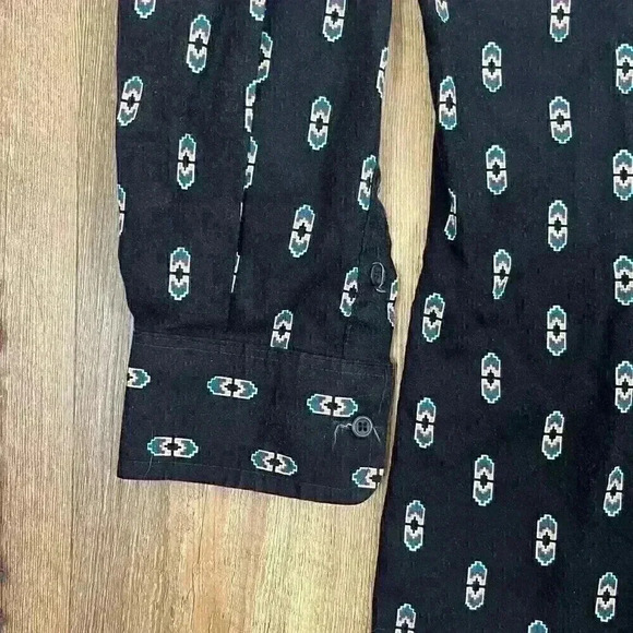 Vintage Wrangler X Long Tails Mens 18.5X36 Aztec Black Button Up Western Rodeo - Picture 13 of 15